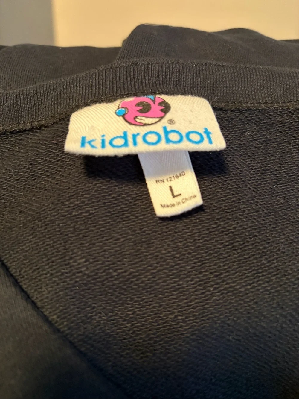 Vintage Scene Kid Robot Black Cardigan with Black & White Check Kidrobot Large